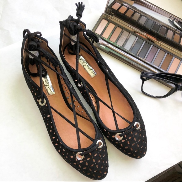 Halogen Nella Ghillie Flats Black Perf Leather - Picture 4 of 7